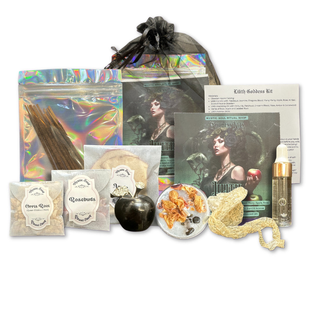 lilith intention ritual kit with herbs oil incense obsidian apple