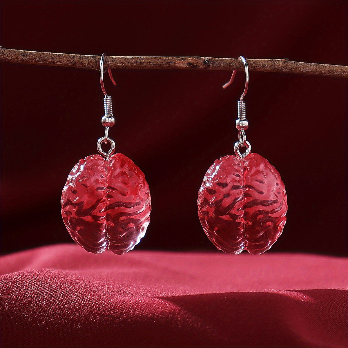 Red Resin Anatomical Heart Dangle Earrings Y2K Urban Style - Clover's Charm