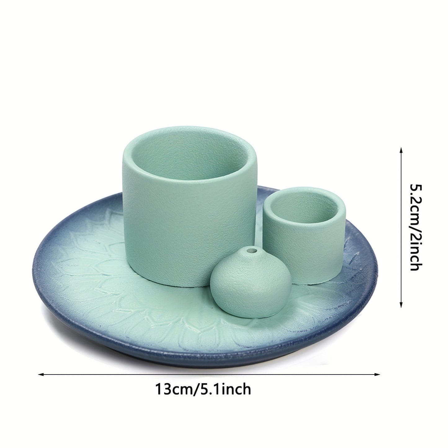 4‑in‑1 Ceramic Incense Burner Tray with Sage, Palo Santo and Candle Holder Decor - Clover's Charm