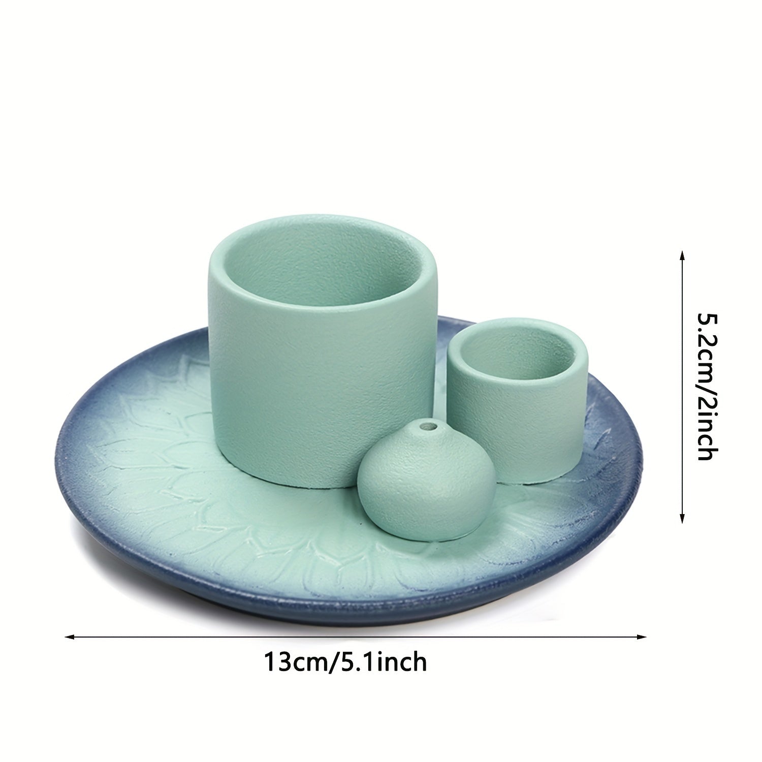 4‑in‑1 Ceramic Incense Burner Tray with Sage, Palo Santo and Candle Holder Decor - Clover's Charm