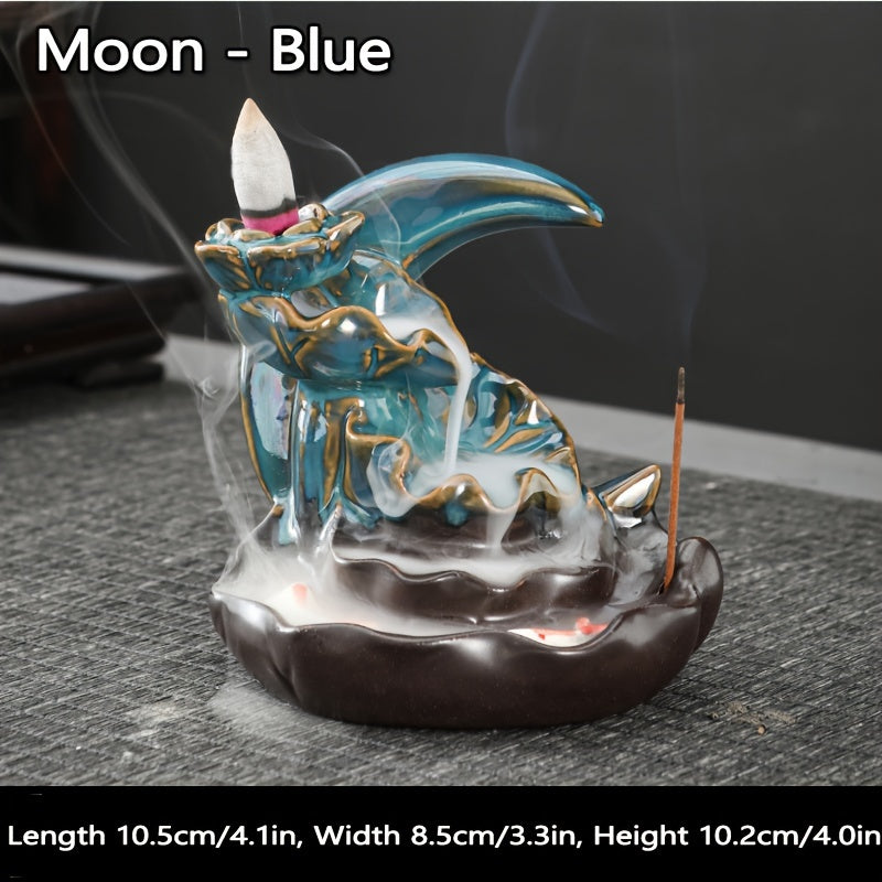 Ceramic Incense Burner Set - Creative Home Decor Craft, Zen-Inspired Double Fish Design, Ideal for Christmas, Halloween, Easter, Hanukkah, Thanksgiving - Unscented, Decorative Gift - Clover's Charm