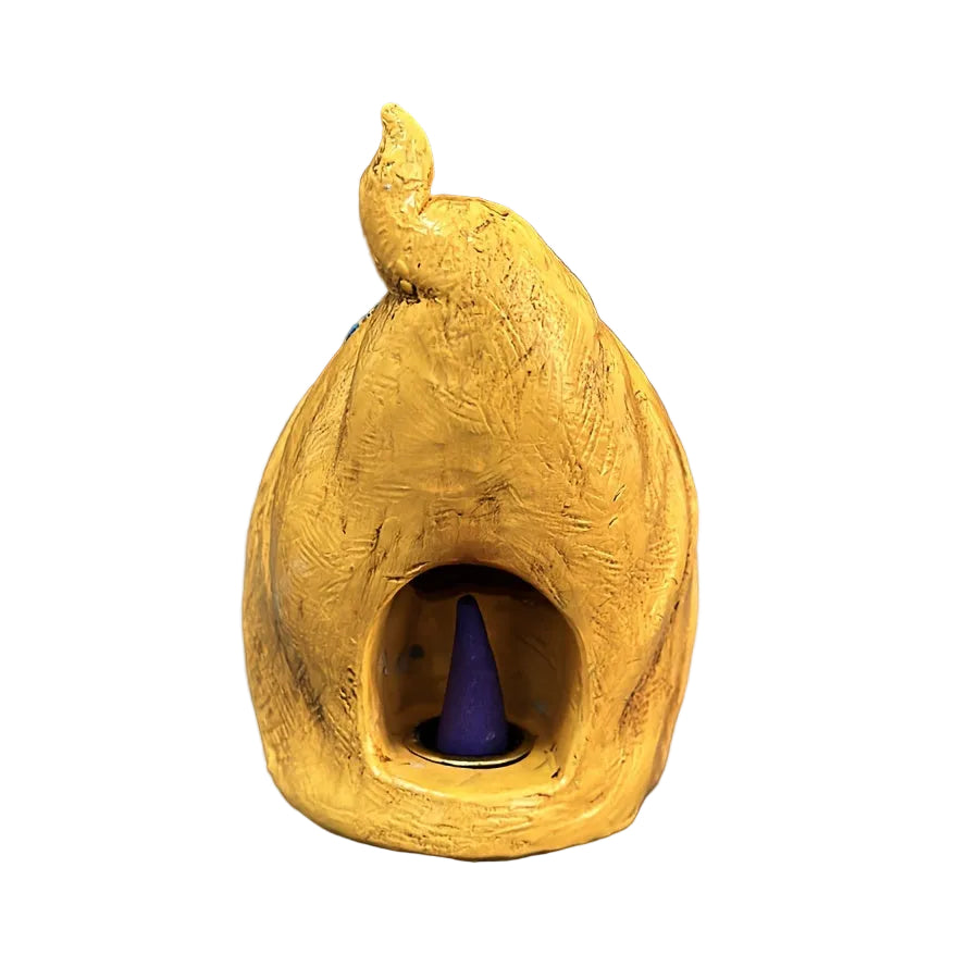 Garden Gnome Resin Incense Burner showing interior opening for cone incense. Creative Elf Design for Home & Office Decor, Perfect Holiday Gift - Clover's Charm