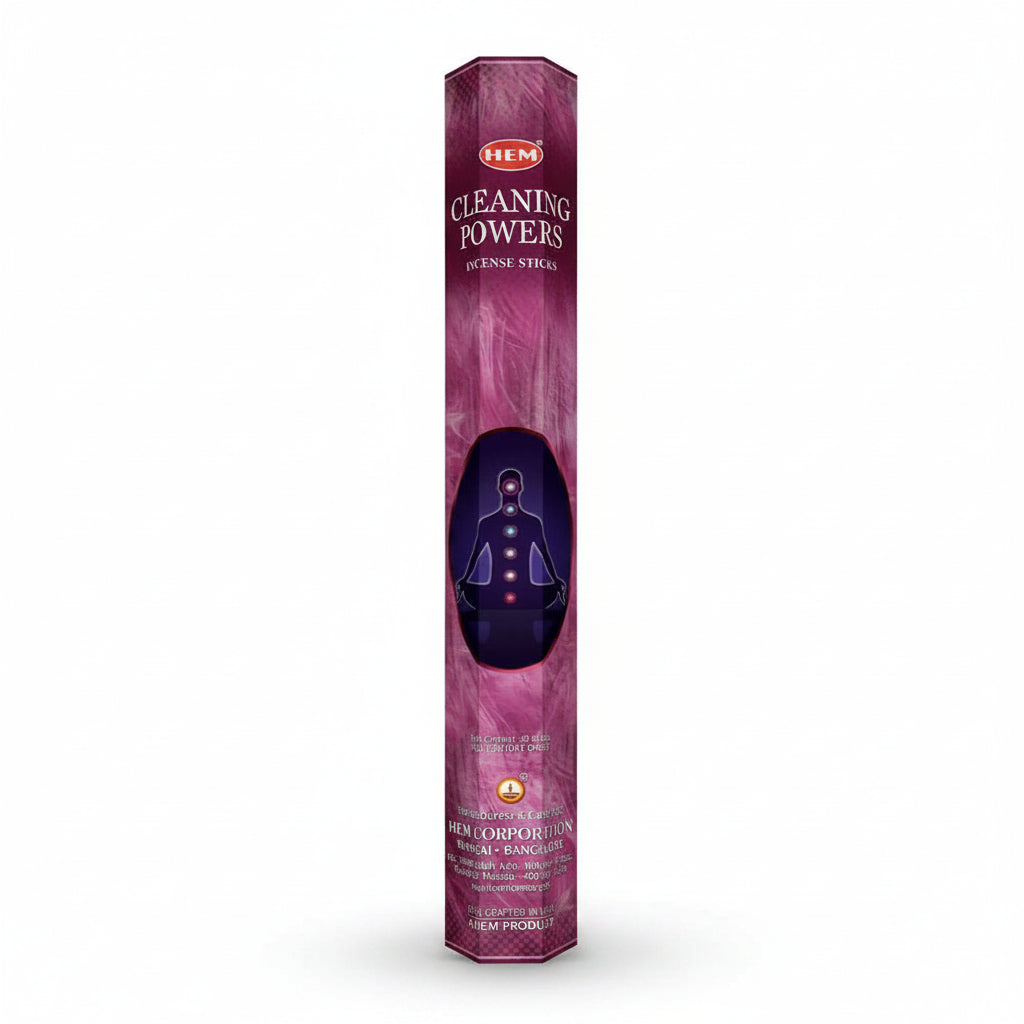Hem incense stick packaging with purple design on a white background. 
-Clover's Charm