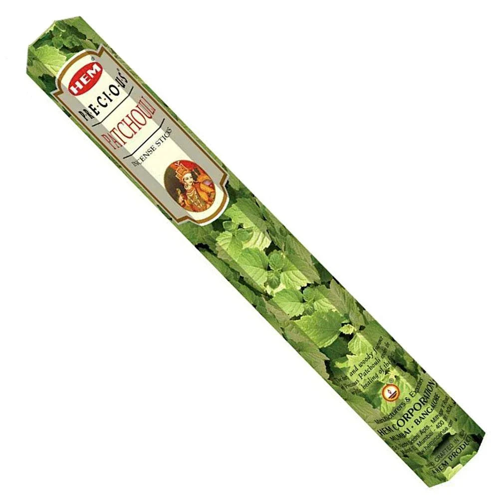Pack of Hem patchouli incense sticks on a white background. -Clover's Charm