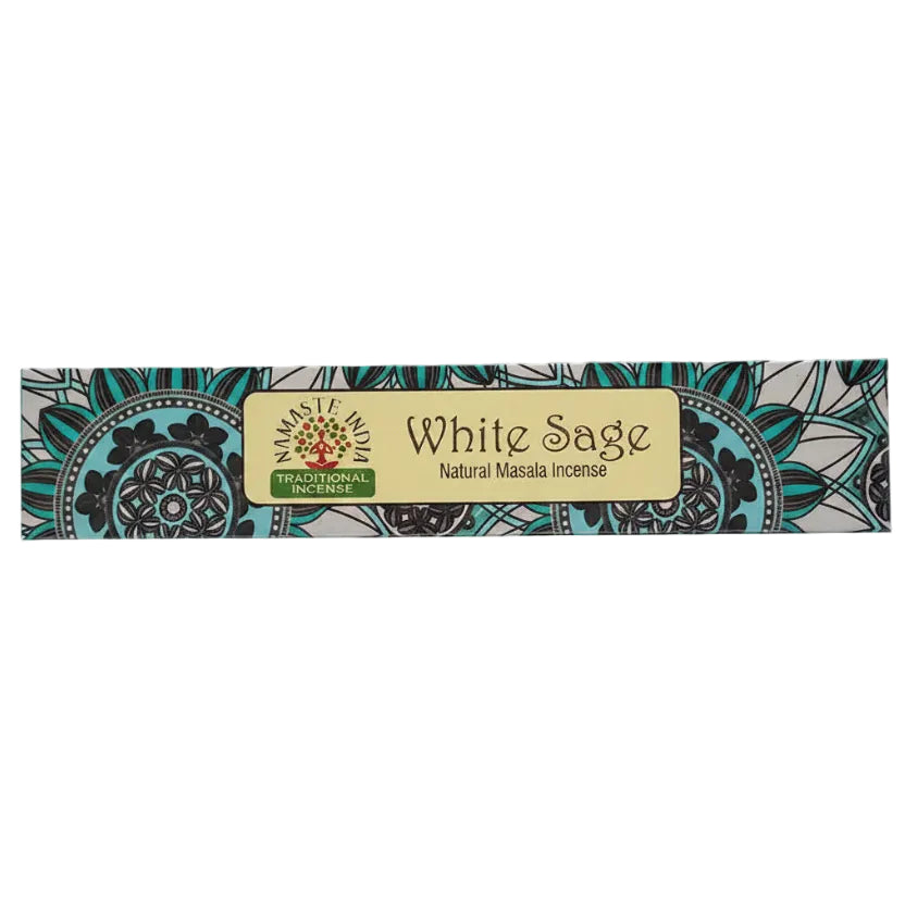 Pack of White Sage incense with decorative packaging on a white background. - Clover's charm