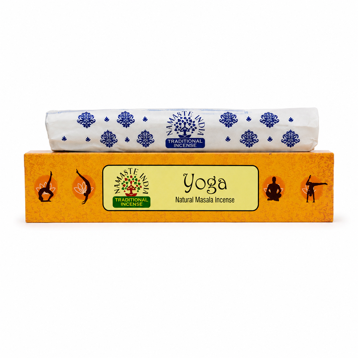 Namaste India Traditional Yoga Natural Masala Incense sticks with packaging on a white background -Clover's Charm