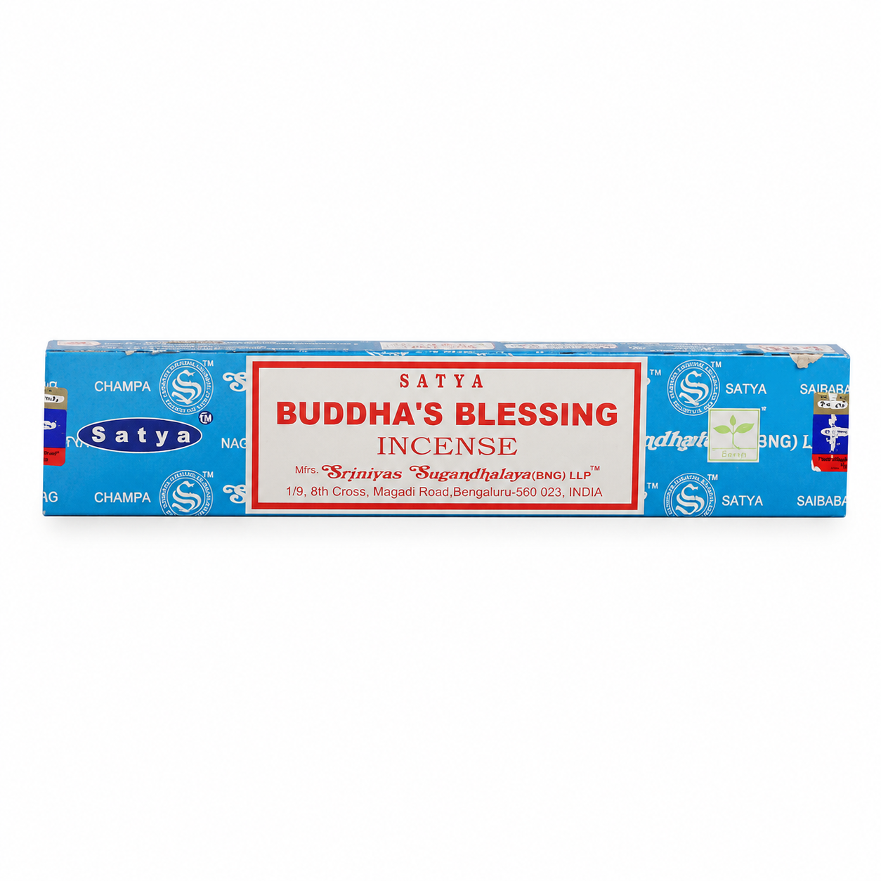 Box of Satya Buddha's Blessing incense on a white background. -Clover's Charm