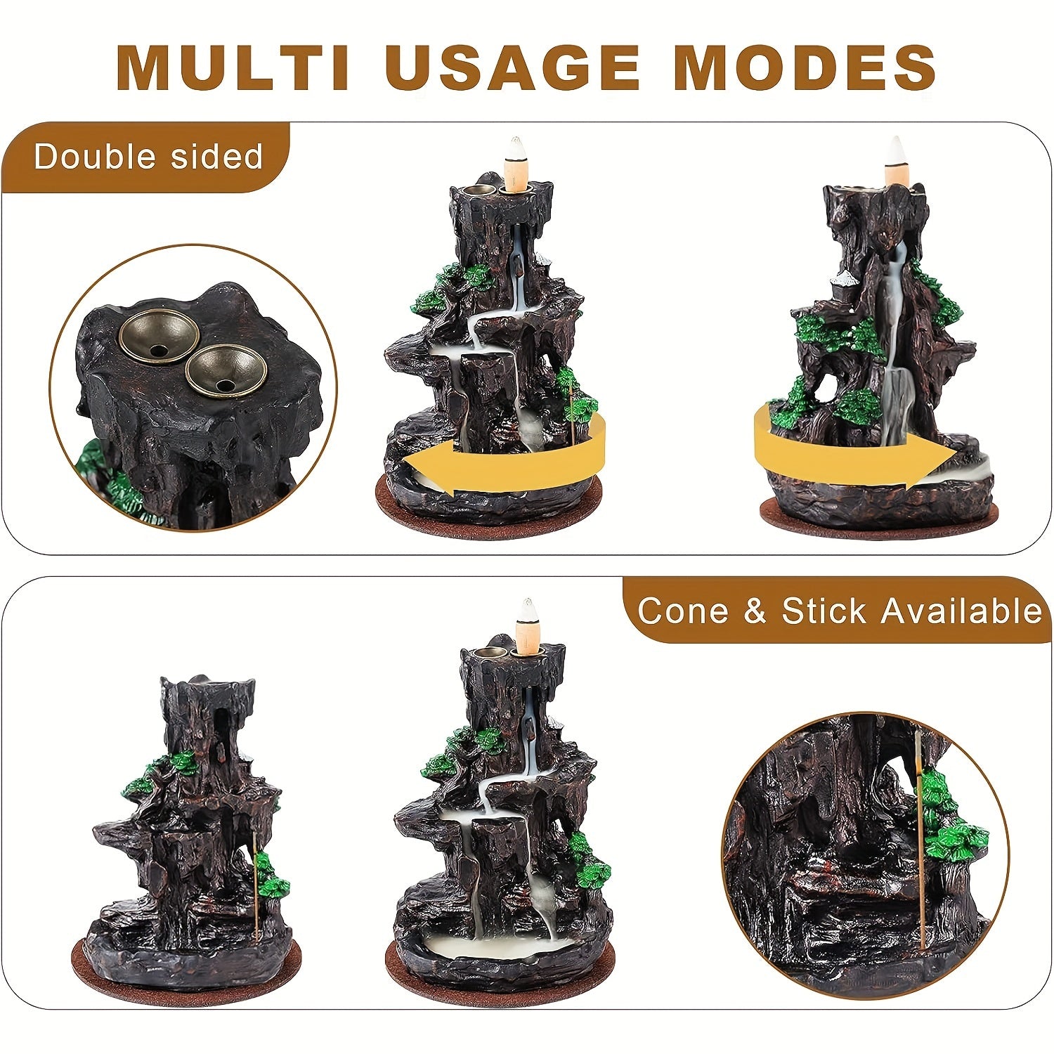 Decorative fountain with multiple usage modes on a white background