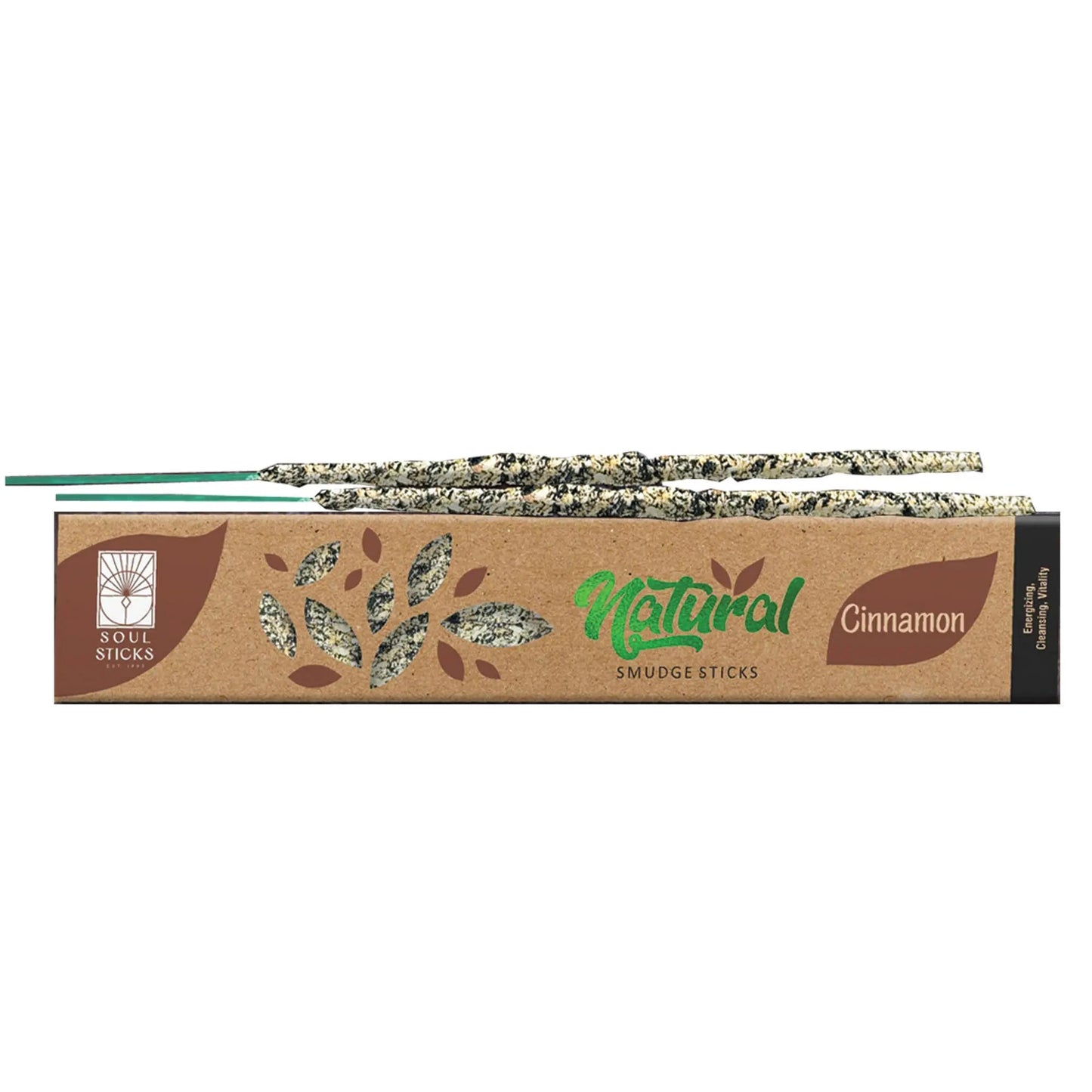 Box of Natural Cinnamon smudge sticks with visible incense sticks inside - Clover's Charm