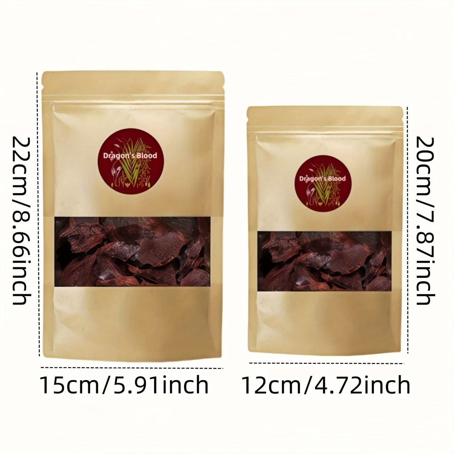 Dragon’s Blood resin incense packaging with loose resin inside pouch