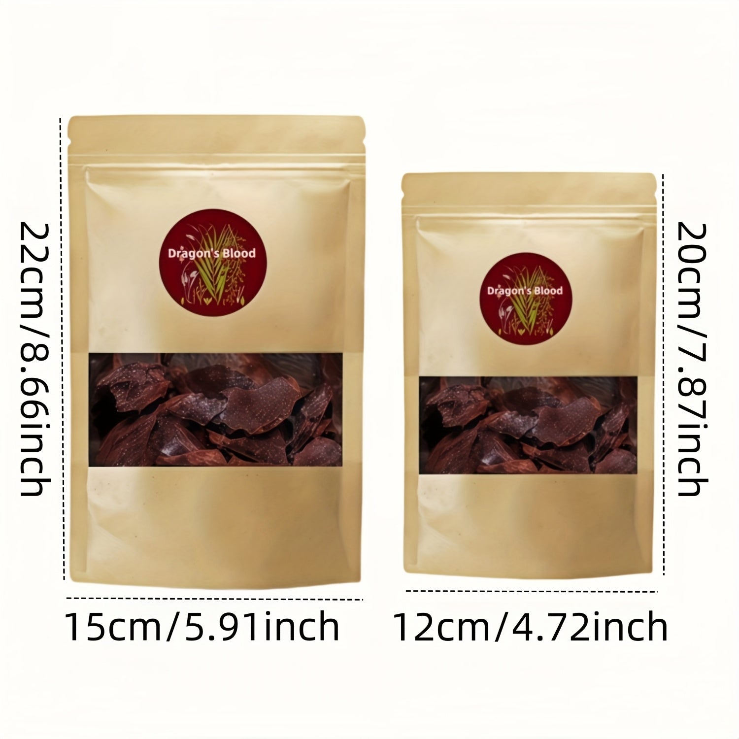 Dragon’s Blood resin incense packaging with loose resin inside pouch