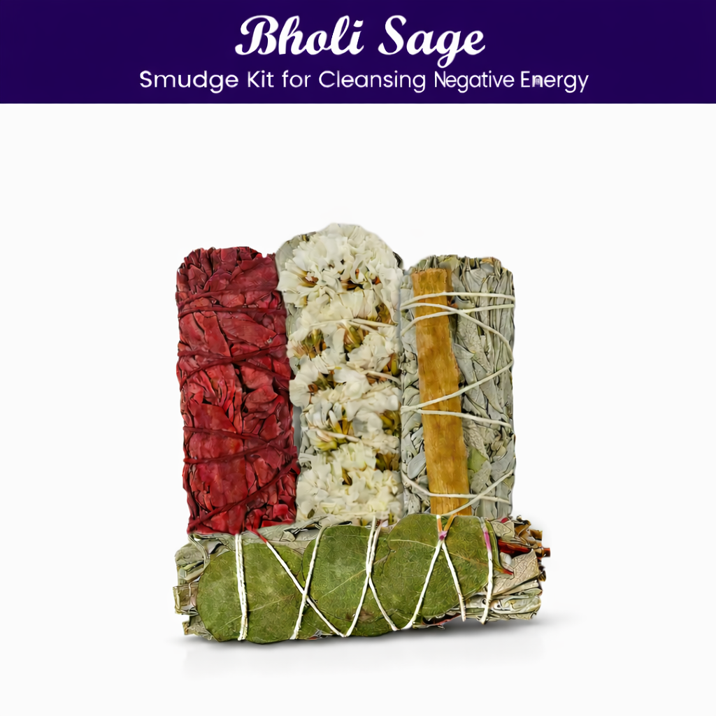 Bholi Sage Smudge Kit for Cleansing Negative Energy on a white background