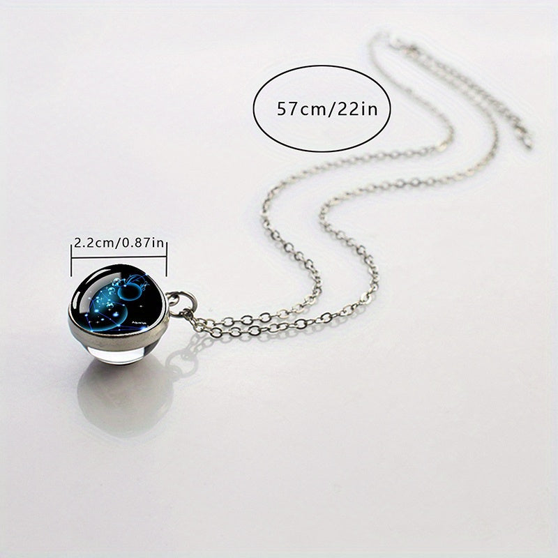 Necklace with a pendant showing measurements on a white background