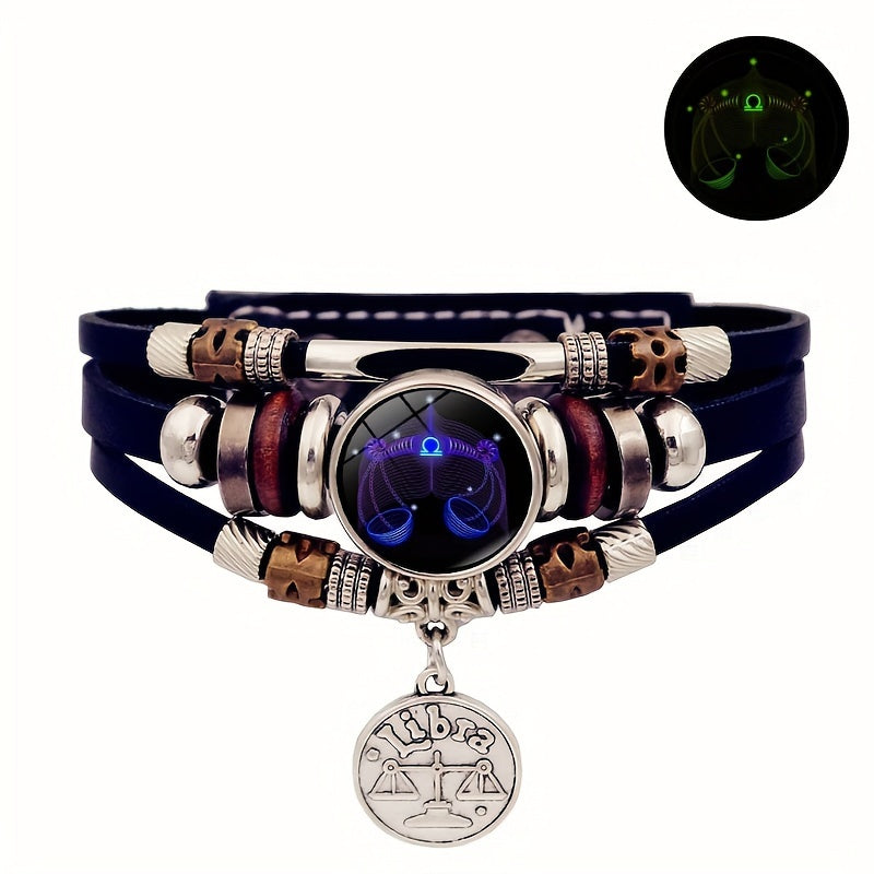 Multistrand bracelet with Libra zodiac charm on a white background