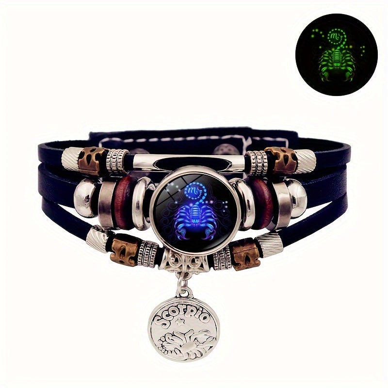 Glowing bracelet with Scorpio zodiac symbol on a white background