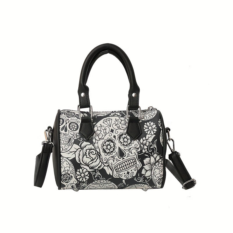 Gothic Skull Print Boston Bag - Clover's Charm