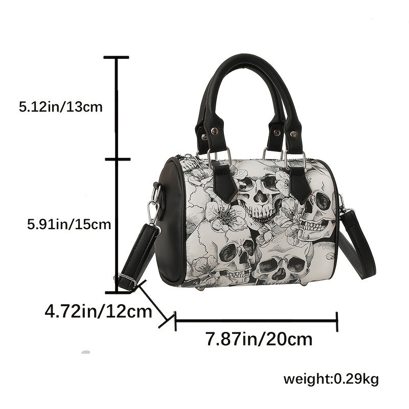 Gothic Skull Print Boston Bag - Clover's Charm