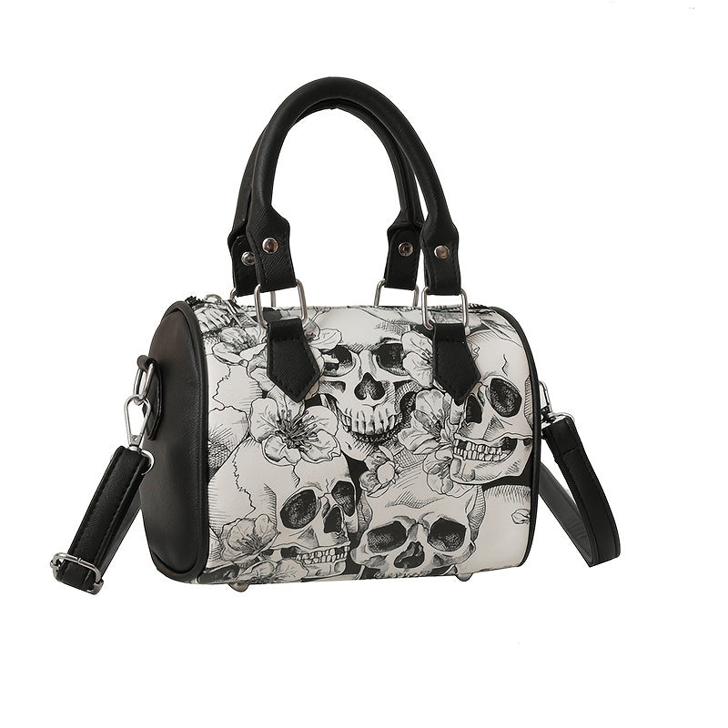 Gothic Skull Print Boston Bag - Clover's Charm