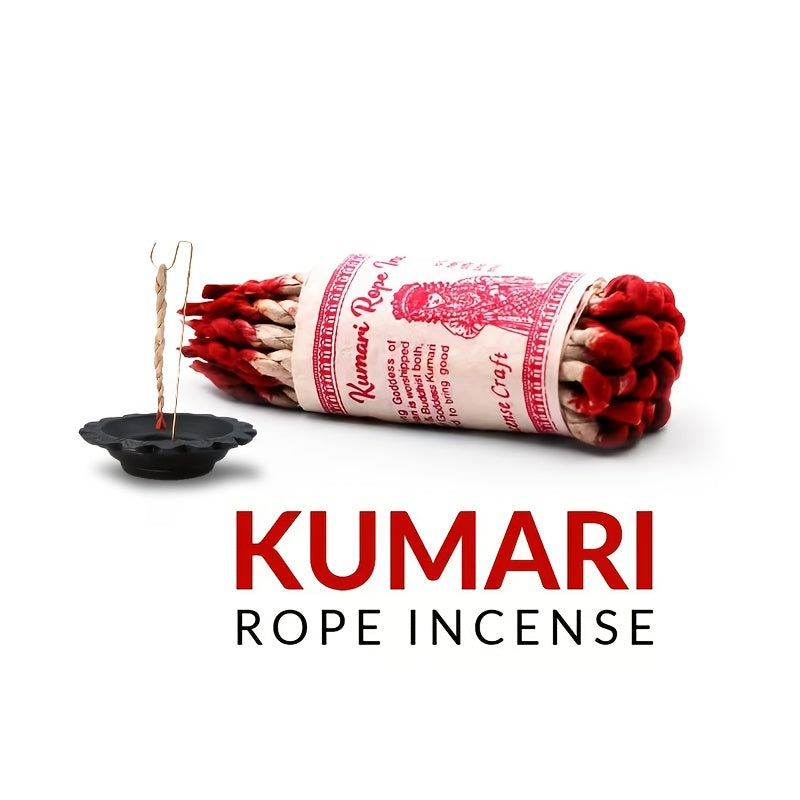 Handmade Himalayan Kumari rope incense bundle with cedarwood and cinnamon aroma