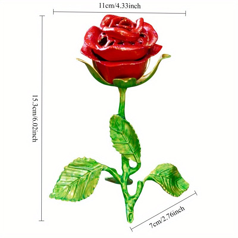 Rose incense holder dimensions showing height and width for cone incense use