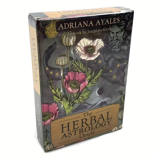 Box of 'The Herbal Astrology Oracle' by Adriana Ayales with floral design on a white background