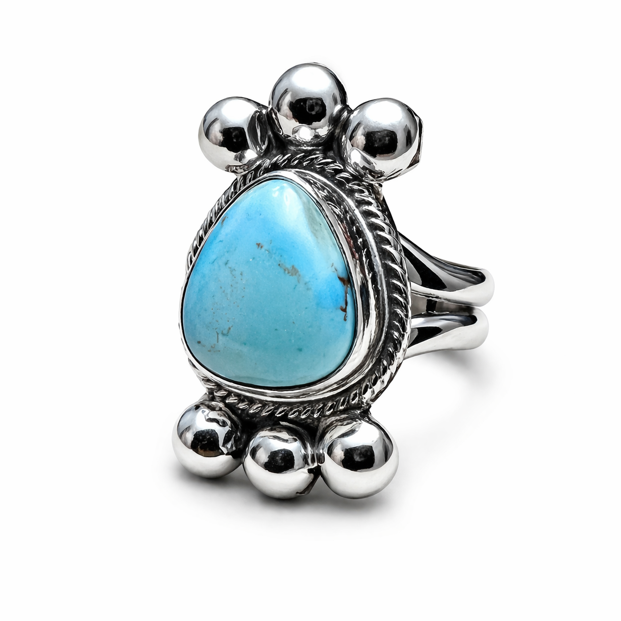 Joelias Draper Golden Hills turquoise and sterling silver adjustable ring  featuring a vibrant turquoise stone - Clover's Charm