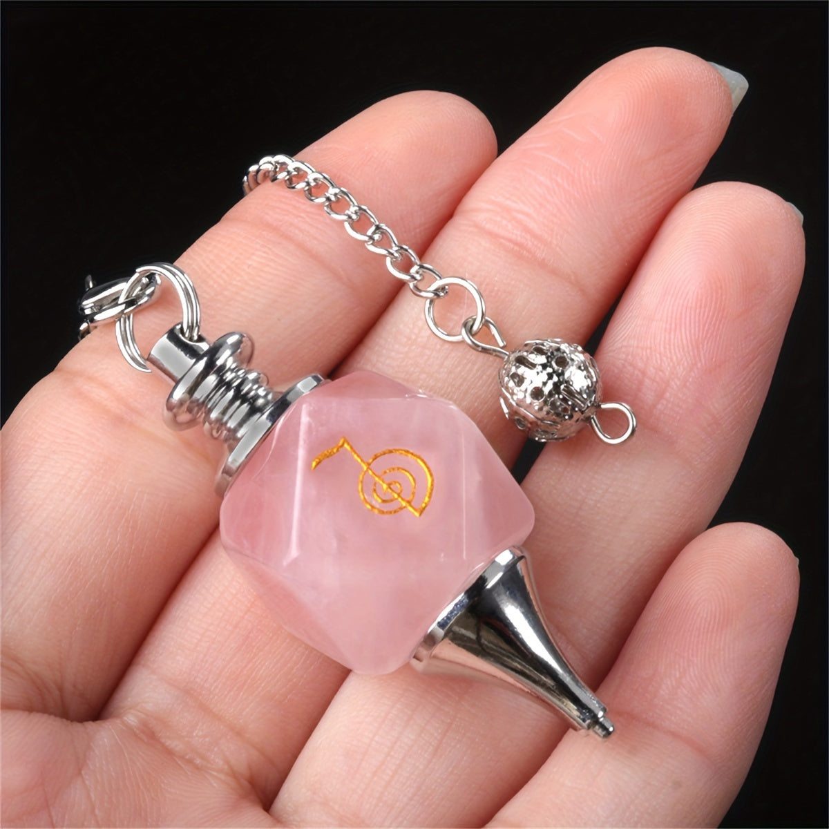 Natural Crystal Pendulum with Chain Square Pendant - Clover's Charm