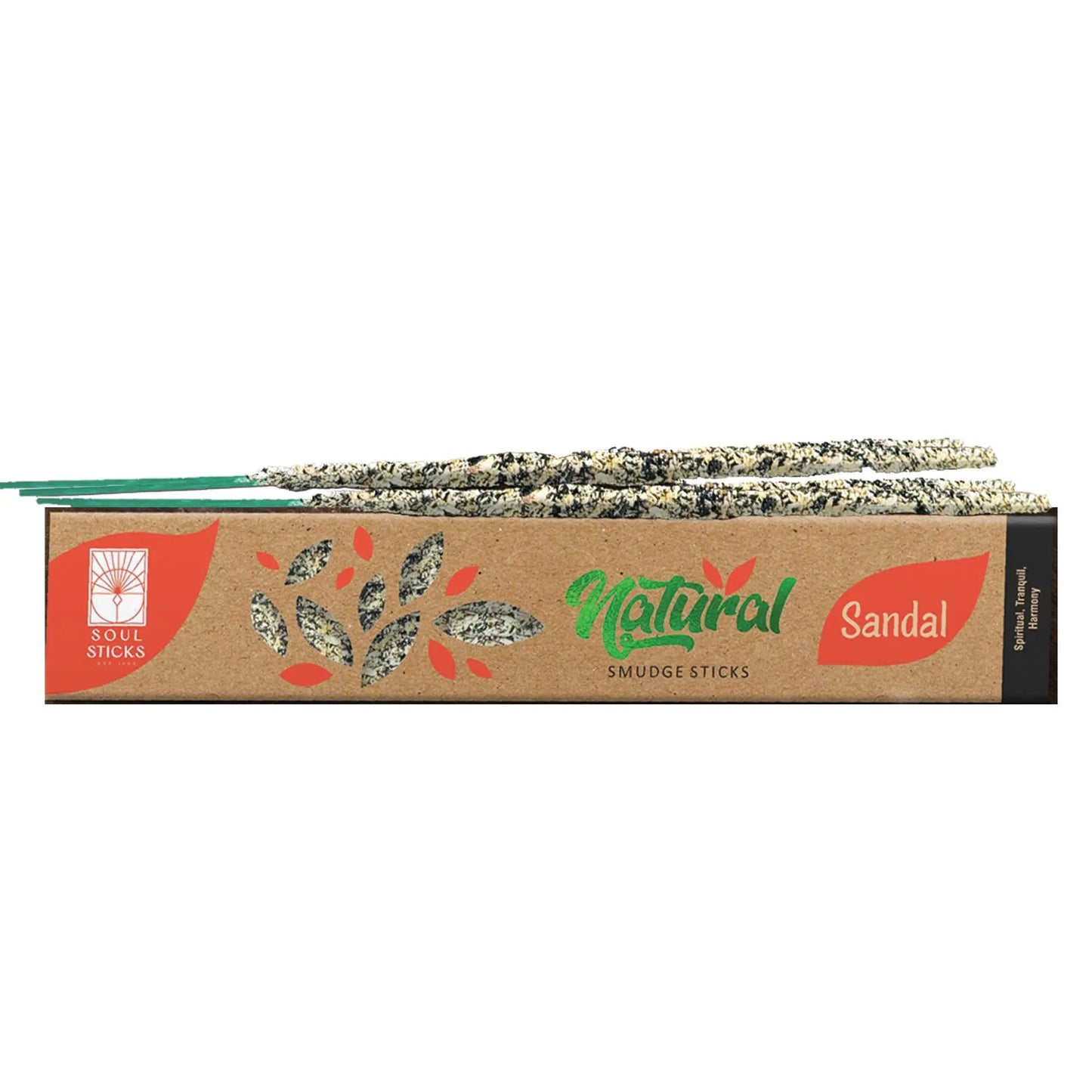 Box of Natural Sandalwood smudge sticks with visible branding on a white background - Clover's Charm