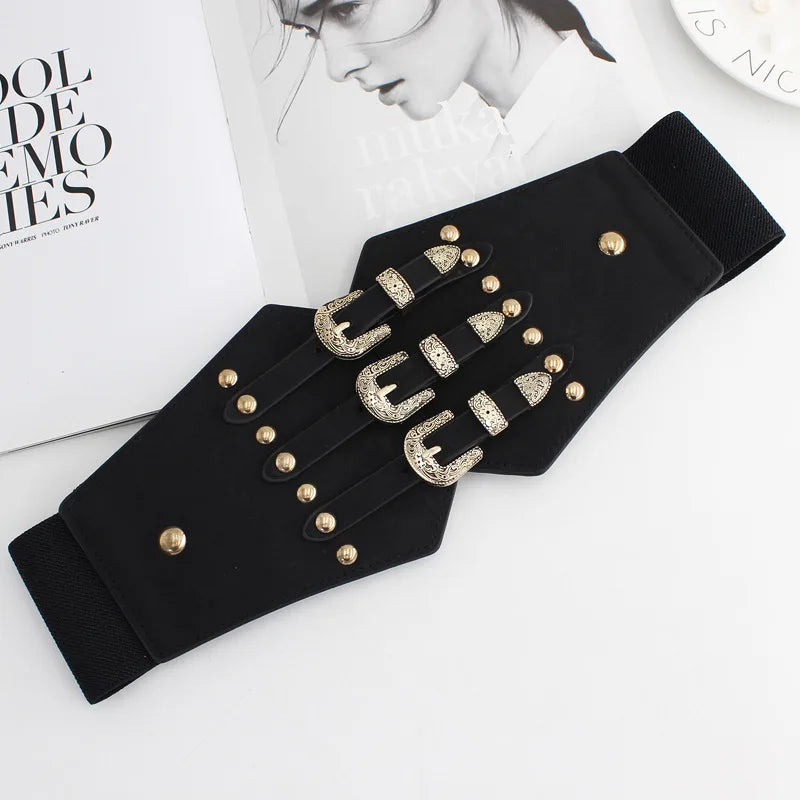 Renaissance Corset Belt Wide PU Leather Waist Belt - Clover's Charm
