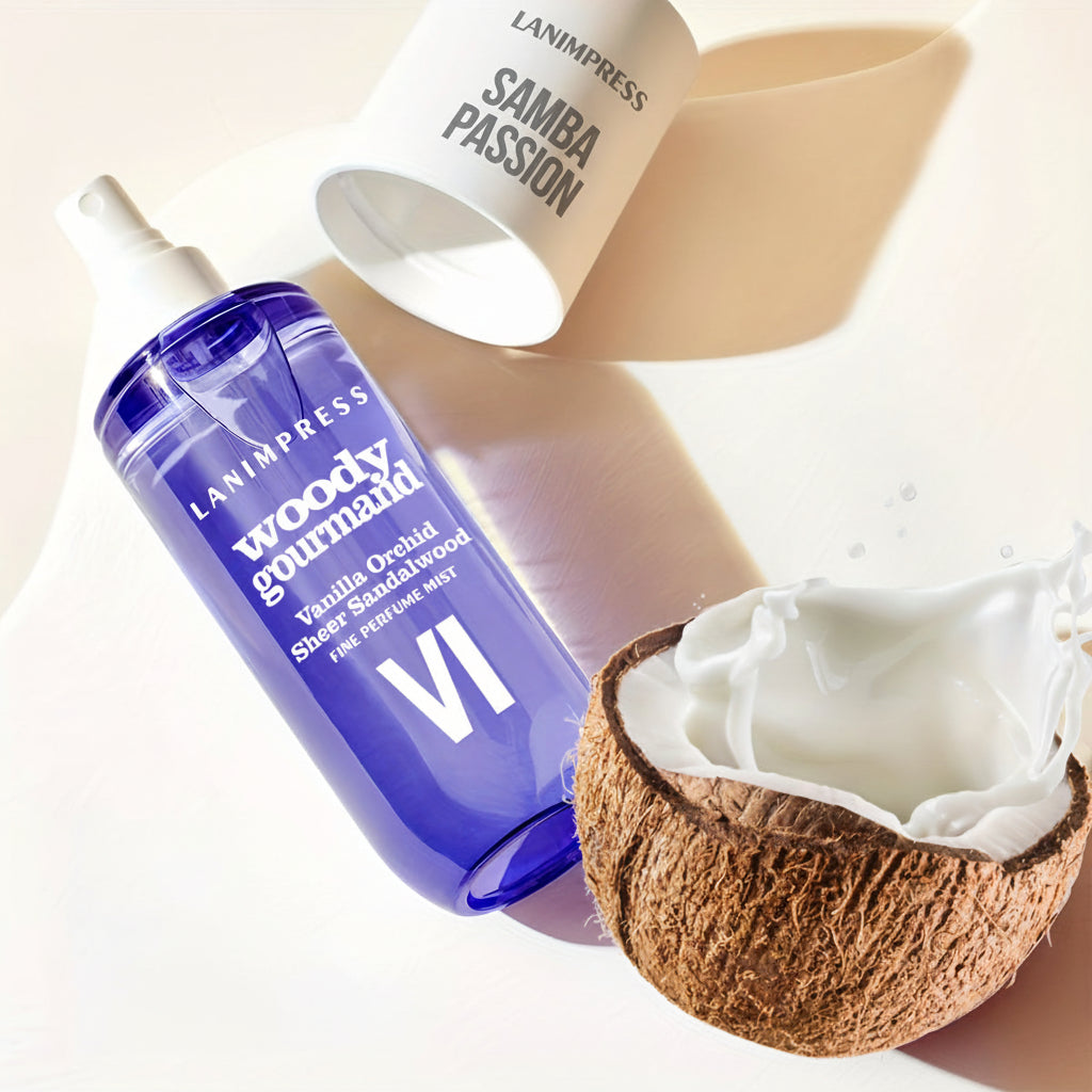 Samba Passion Woody Gourmand Body and Hair Fine Perfume Mist vanilla orchid and sandalwood styled image
