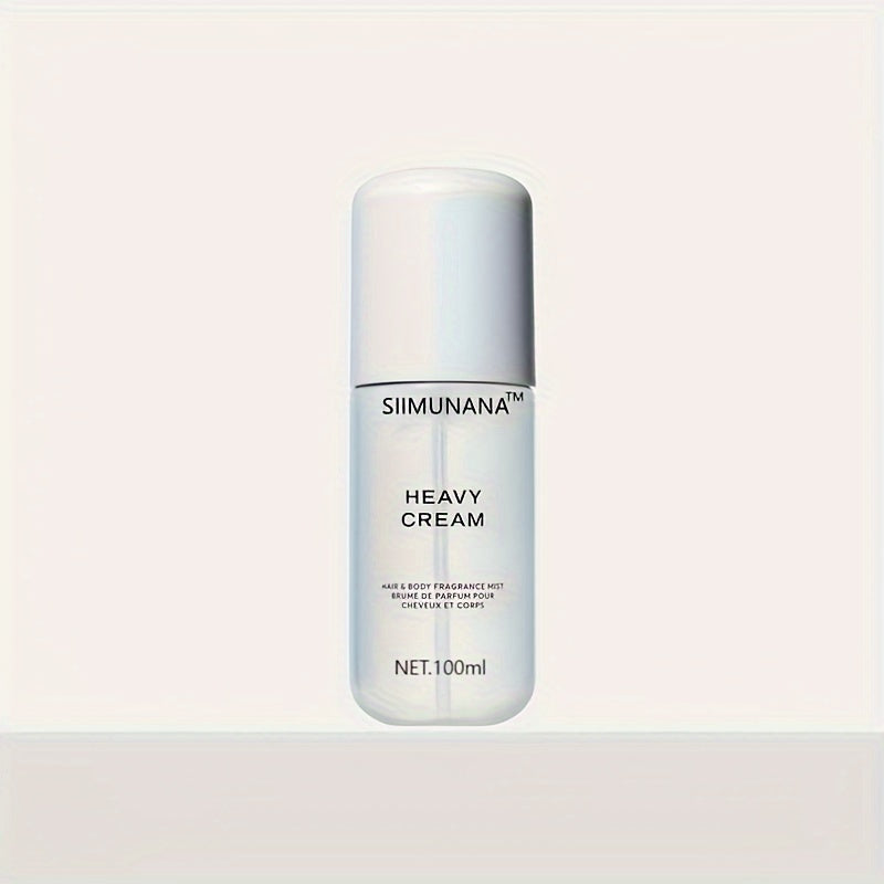 Simuna Heavy Cream Vanilla Bliss Body and Hair Perfume Mist refillable bottle front view
