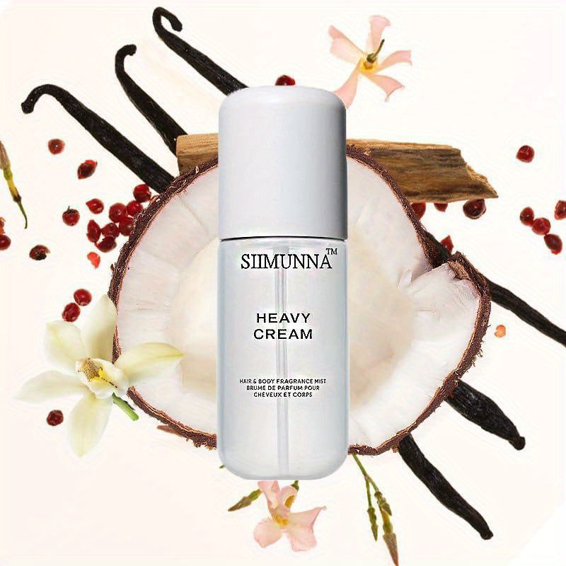 Simuna Heavy Cream Vanilla Bliss Body and Hair Perfume Mist vanilla floral styled image.
