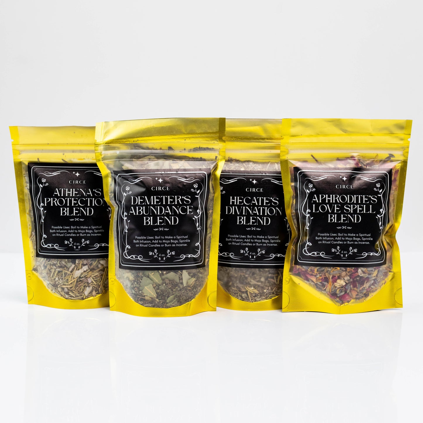 Herbal Ritual Blend by Circe Boutique with four intention herbs for cleansing, love, and prosperity in a natural jar.