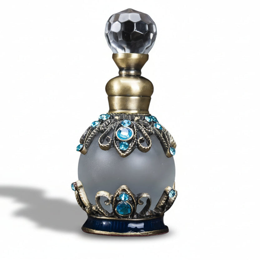 H&D HYALINE & DORA 2pcs 15ml Crystal Decorative Perfume Bottle, Vintage Style Rhinestone Jeweled Glass Perfume Bottle, Refillable Perfume Bottles front view on a white background.
