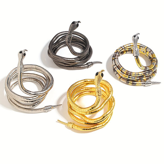 Vintage Punk Snake Chain Flexible Jewelry Necklace Bracelet Arm or Ankle Cuff display of all four color options