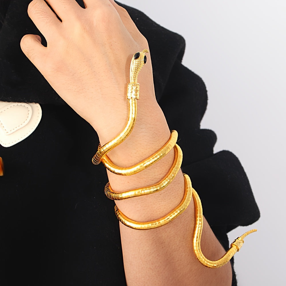 Vintage Punk Snake Chain Flexible Jewelry Necklace Bracelet Arm or Ankle Cuff worn on wrist