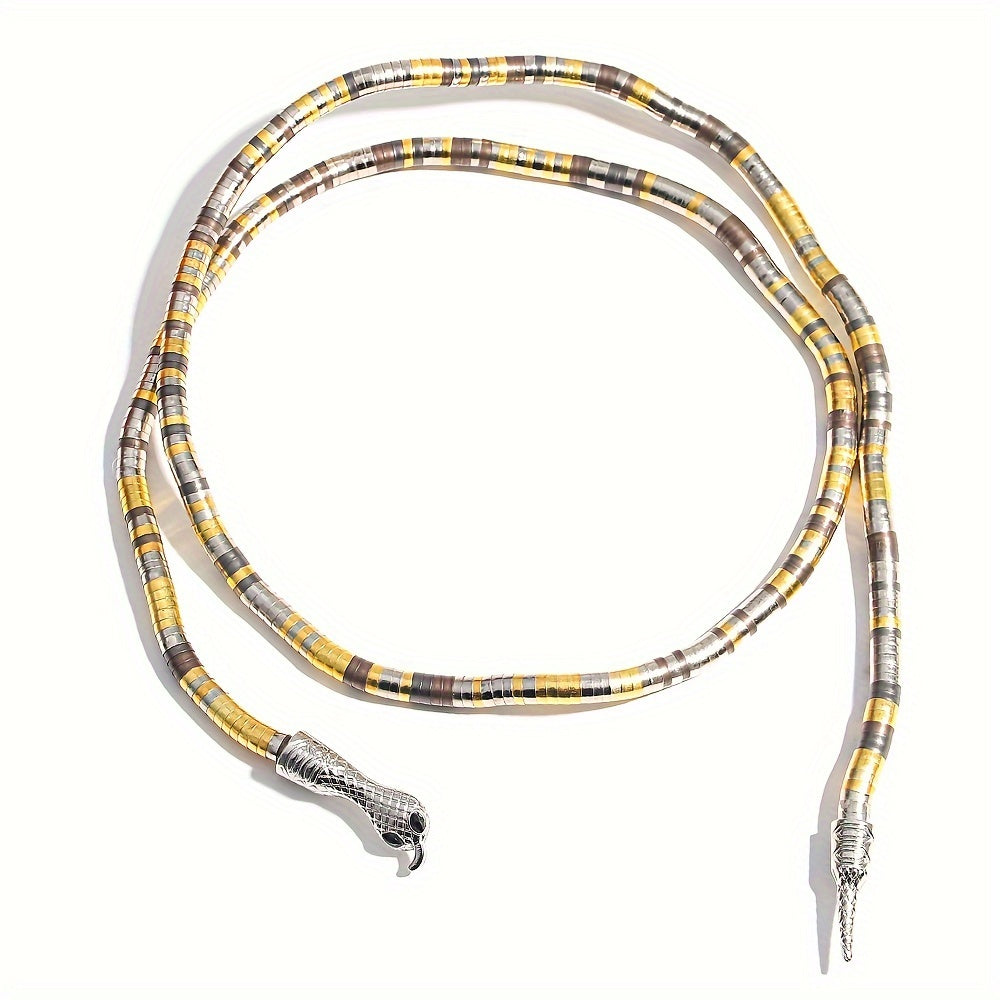 Vintage Punk Snake Chain Flexible Jewelry Necklace Bracelet Arm or Ankle Cuff in striped pattern