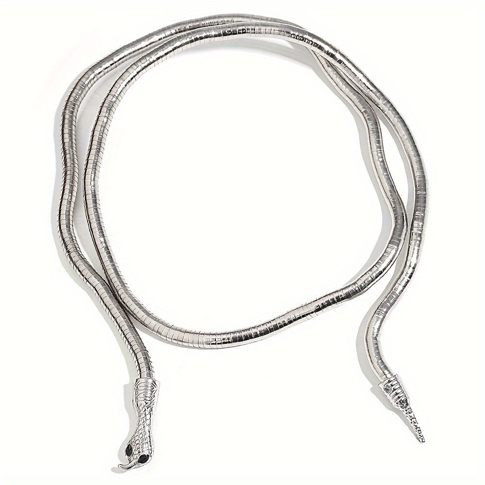 Vintage Punk Snake Chain Flexible Jewelry Necklace Bracelet Arm or Ankle Cuff in chrome