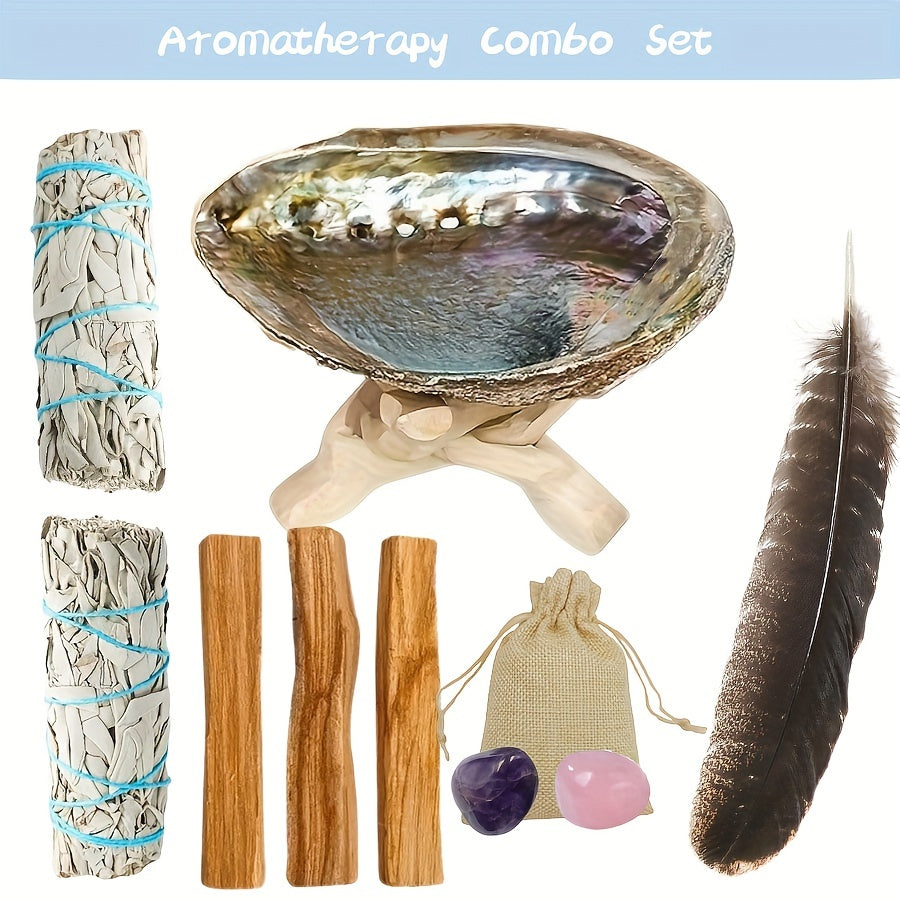 White sage and holy wood incense decor gift set styled with natural materials