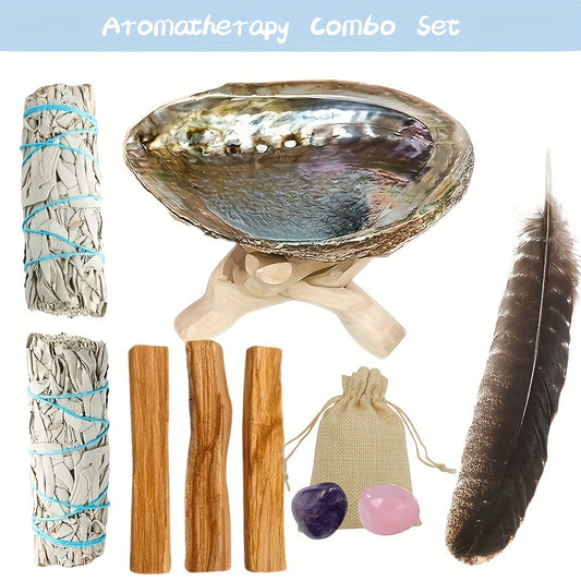 White sage and holy wood incense decor gift set styled with natural materials