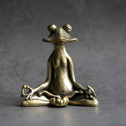 Zen frog incense burner cast iron meditation frog holder front view